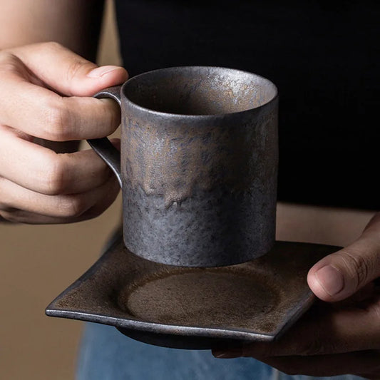 Handmade Stoneware Mug with Tray