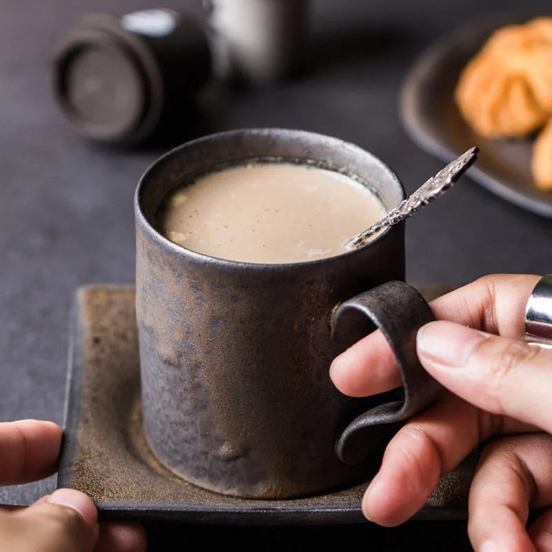 Handmade Stoneware Mug with Tray