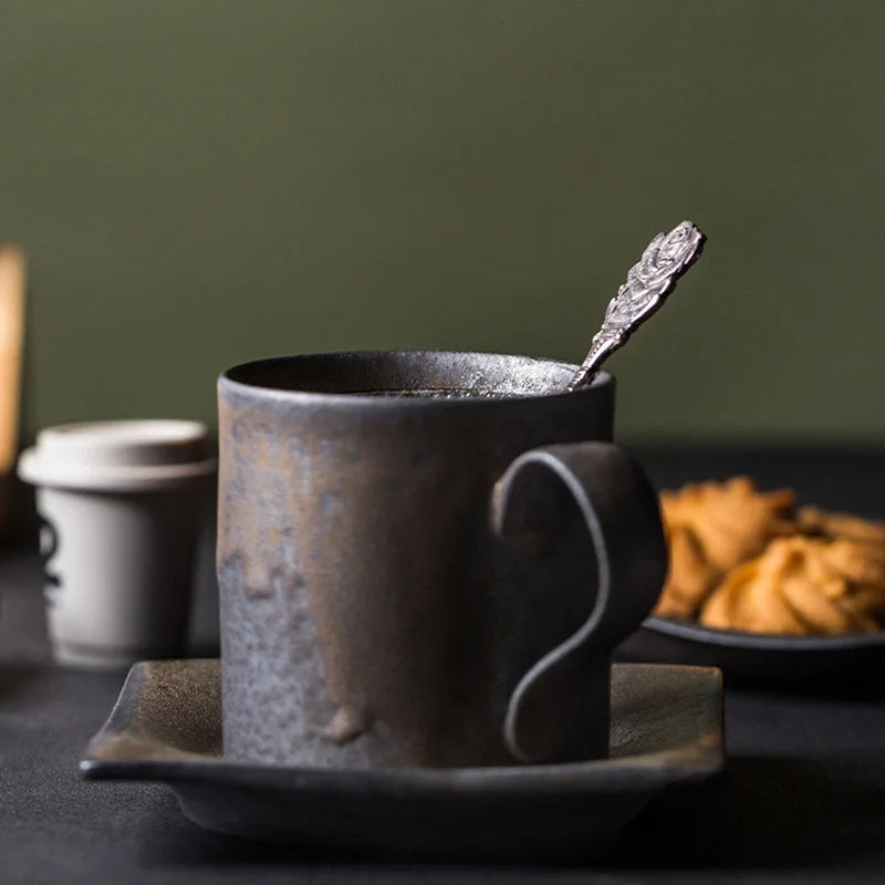 Handmade Stoneware Mug with Tray