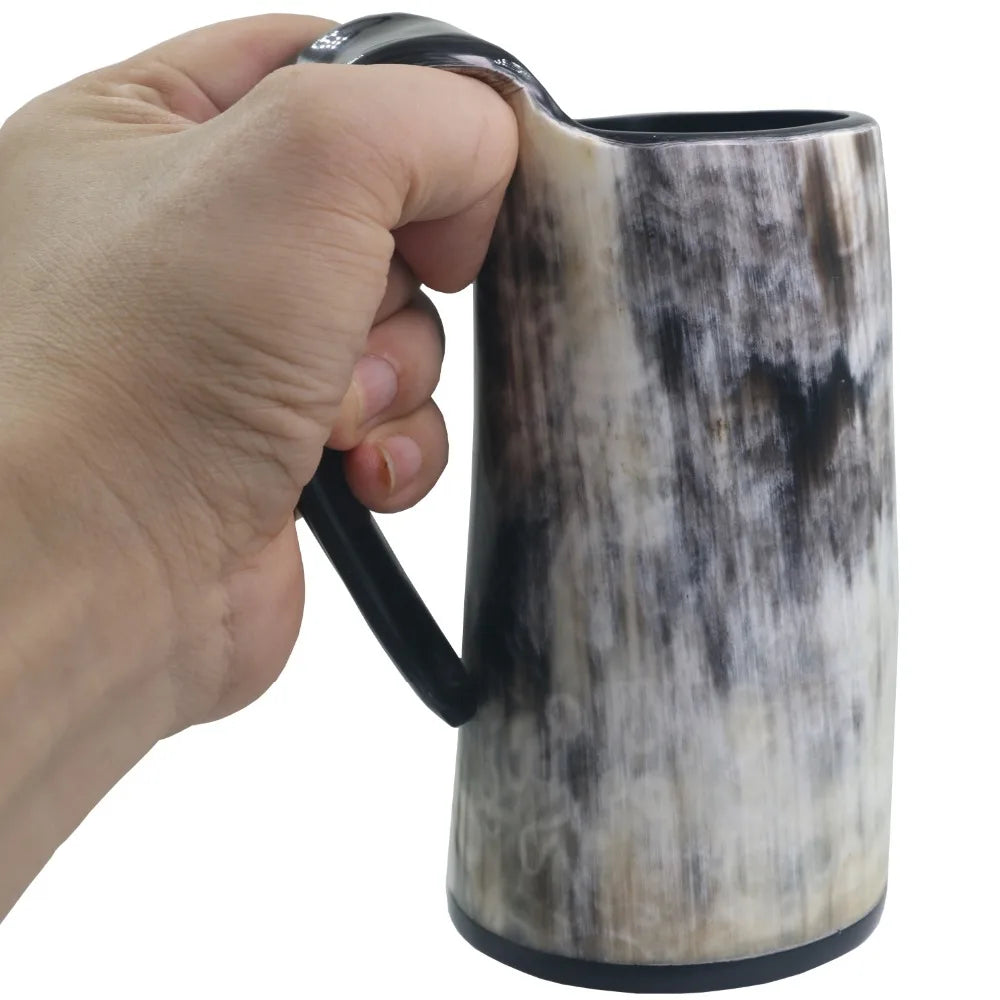 100 % Natural Hand Made Ox Horn Viking Mug  ( with burdock gift bag )