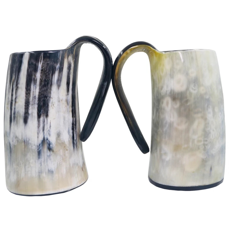 100 % Natural Hand Made Ox Horn Viking Mug  ( with burdock gift bag )