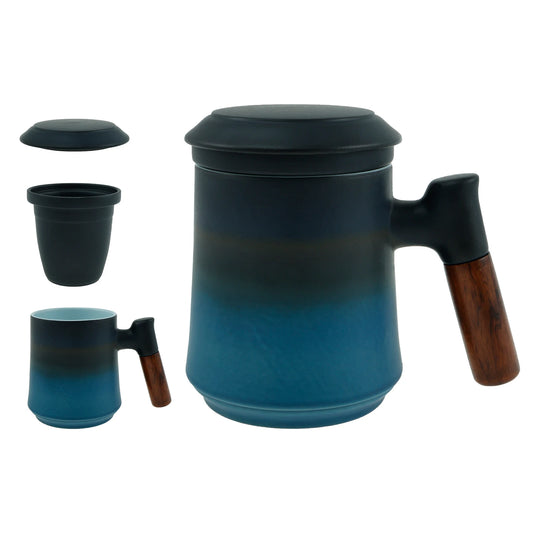 Wooden Handle Ceramic Infuser Mug Tea