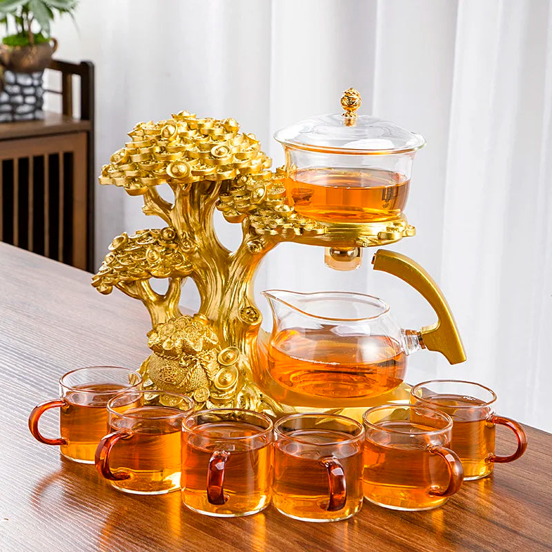 Elegant Glass Teapot with Magnetic Water Diversion Infuser - Art Piece