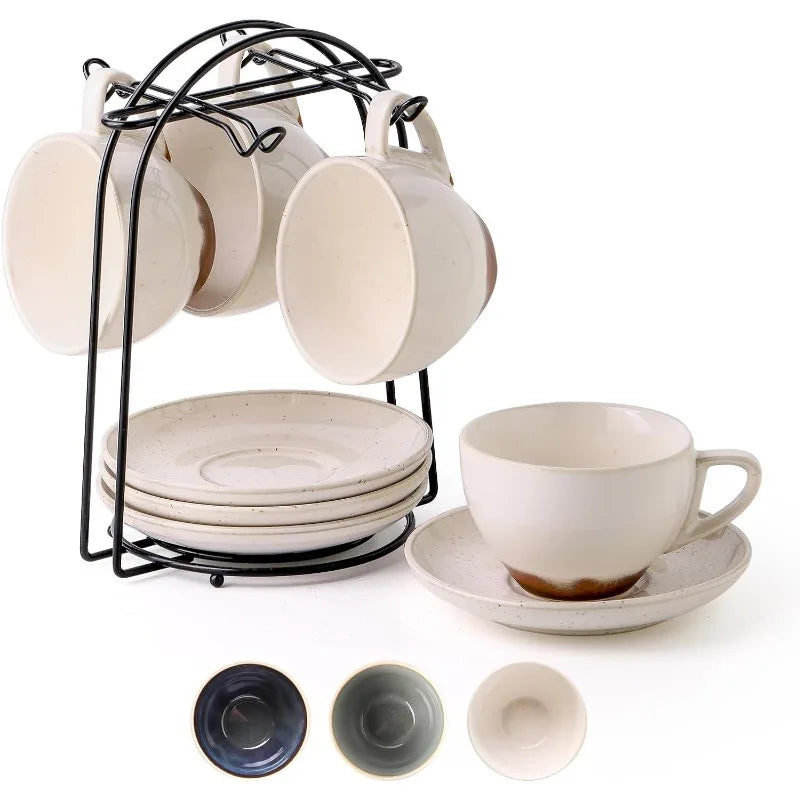 Cup Set with Saucers & Stand