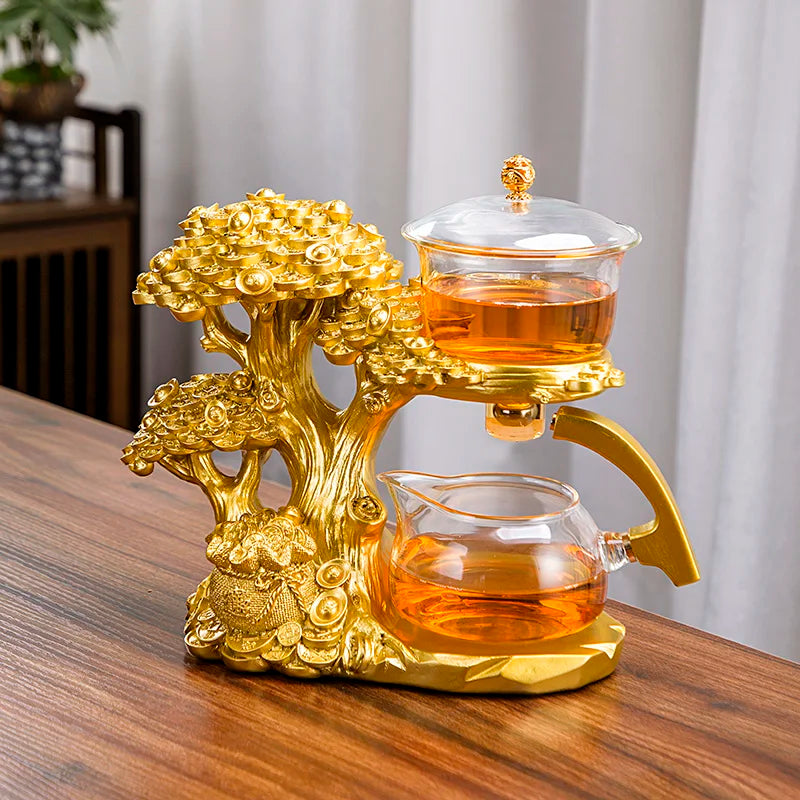 Elegant Glass Teapot with Magnetic Water Diversion Infuser - Art Piece