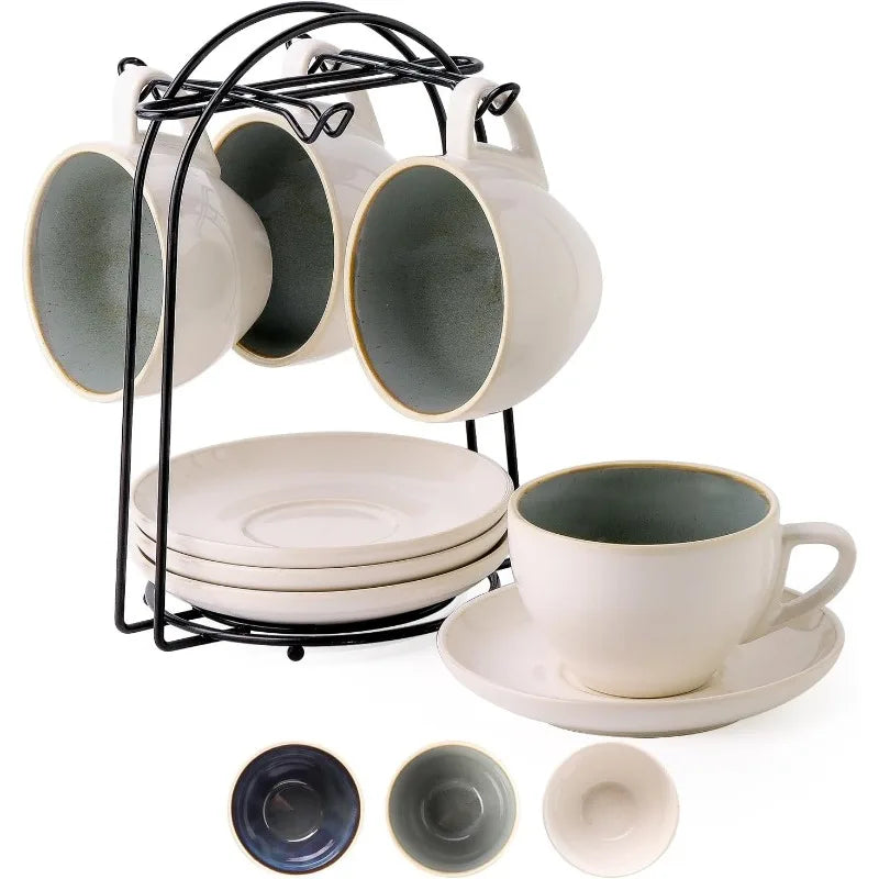 Cup Set with Saucers & Stand