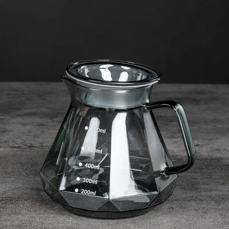 Diamond Shaped Glass Coffee Carafe with Reusable Filter