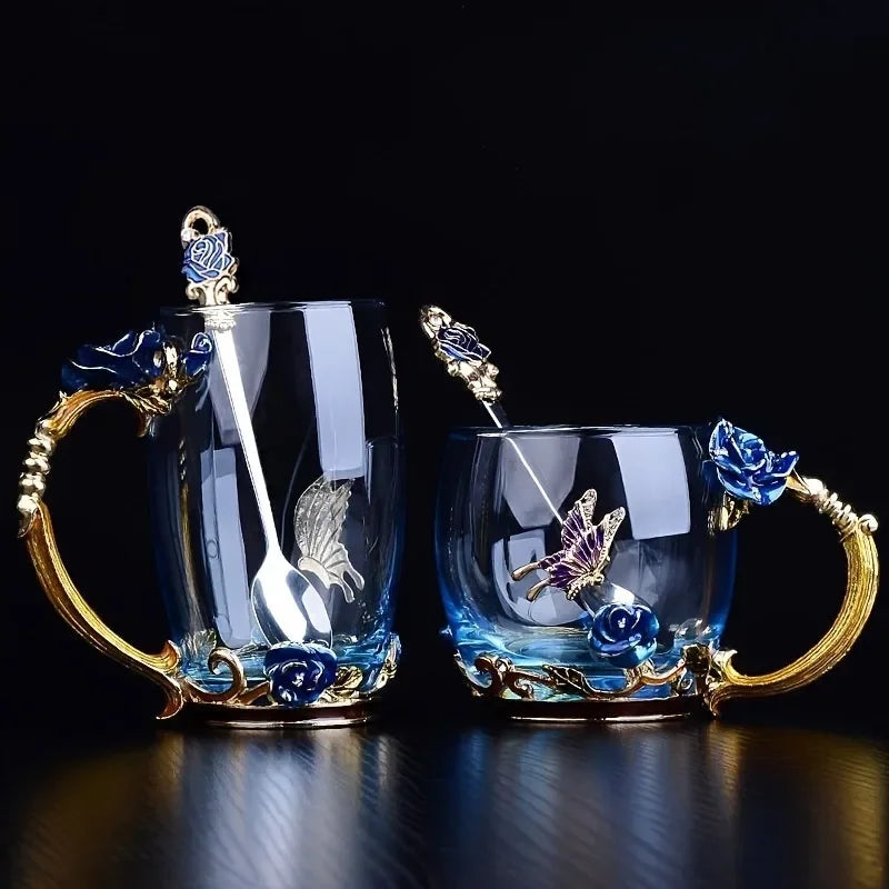 Elegant Flower Tea Set With Spoon