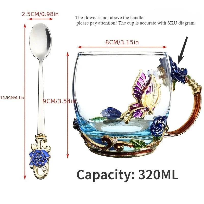 Elegant Flower Tea Set With Spoon