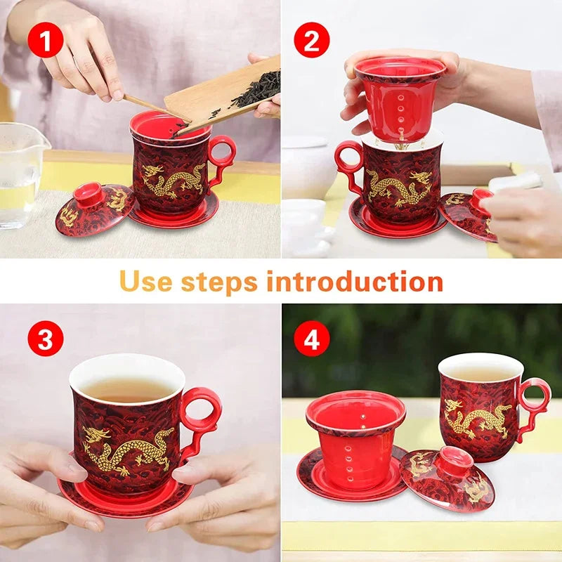 Chinese Dragon Pattern Infuser Mug