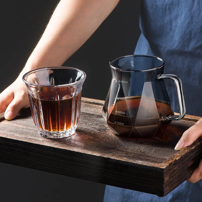 Diamond Shaped Glass Coffee Carafe with Reusable Filter