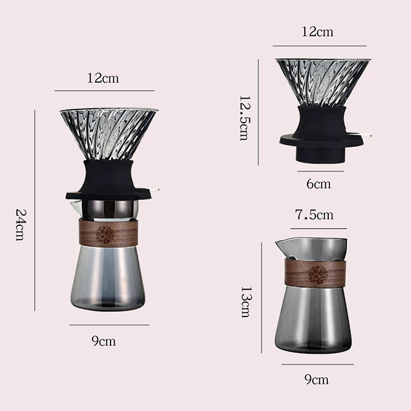 Glass Pour Over Coffee Maker Set with Filters