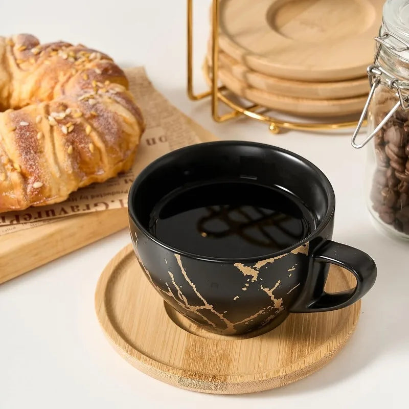 Ceramic Cup Set With Saucers & Stand