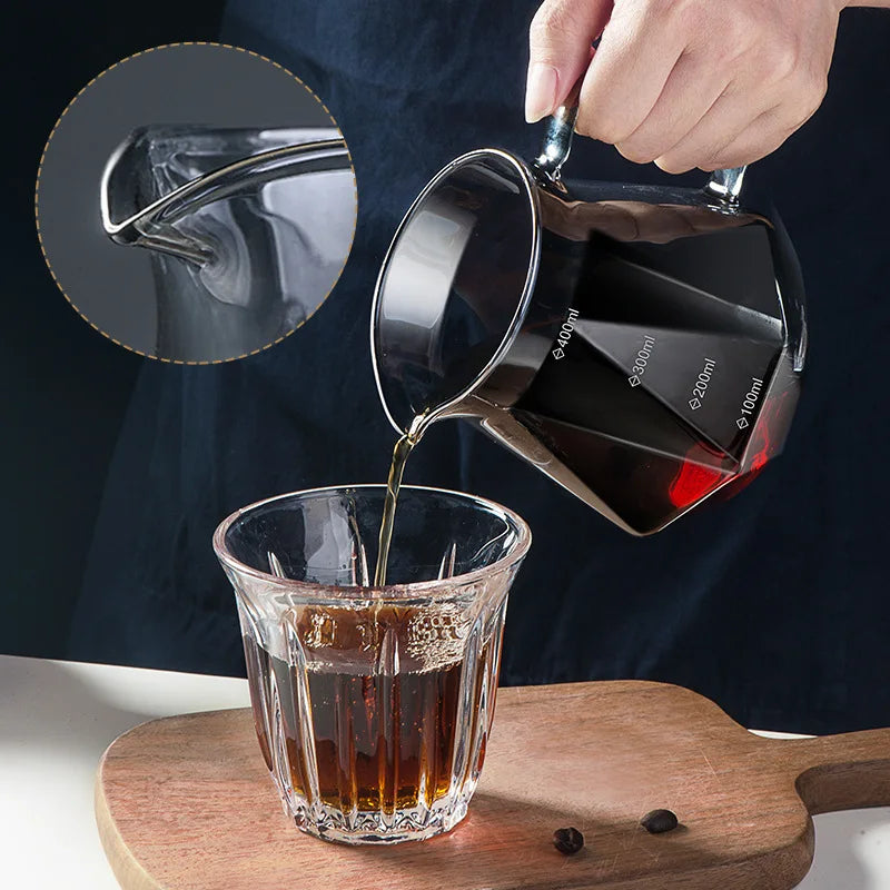 Diamond Shaped Glass Coffee Carafe with Reusable Filter