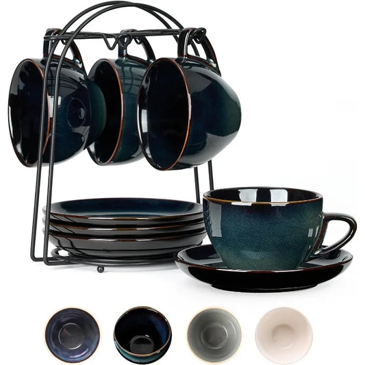 Cup Set with Saucers & Stand