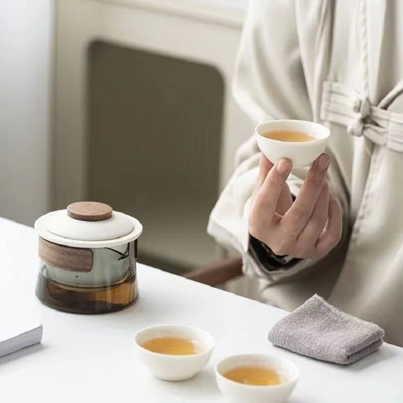 Zen Teapot and Tea Cup Set Kit with Travel Kit