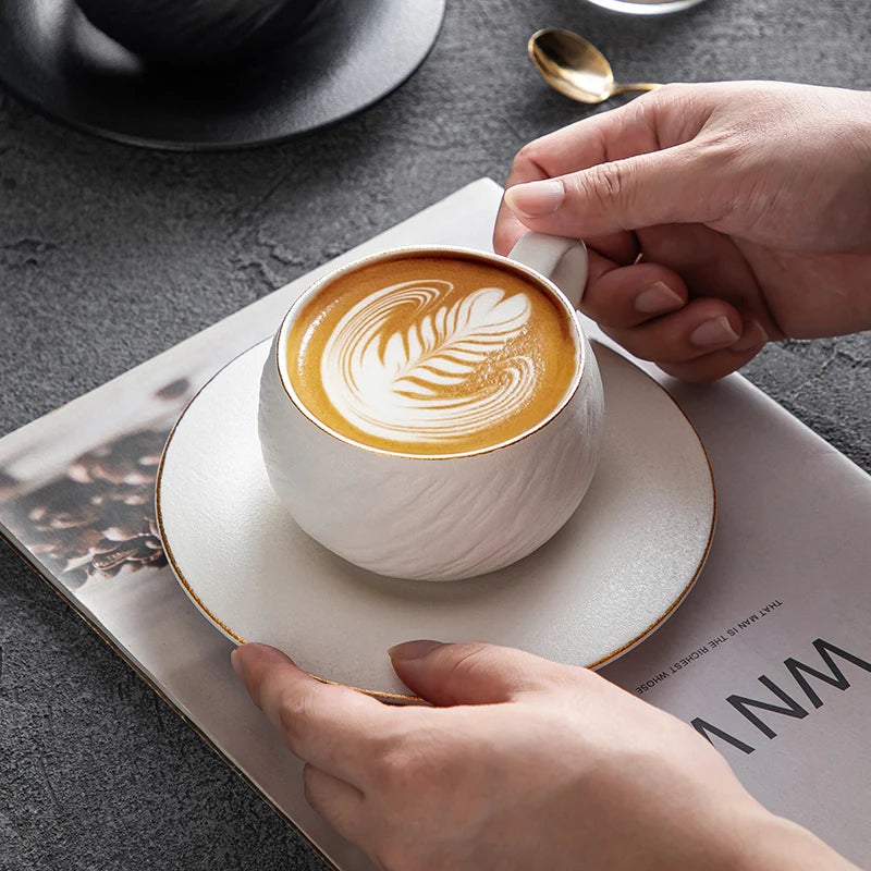 Nordic Ceramic Coffee Cup with Spoon – Luxury Cup