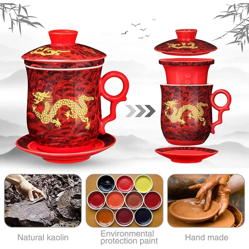 Chinese Dragon Pattern Infuser Mug