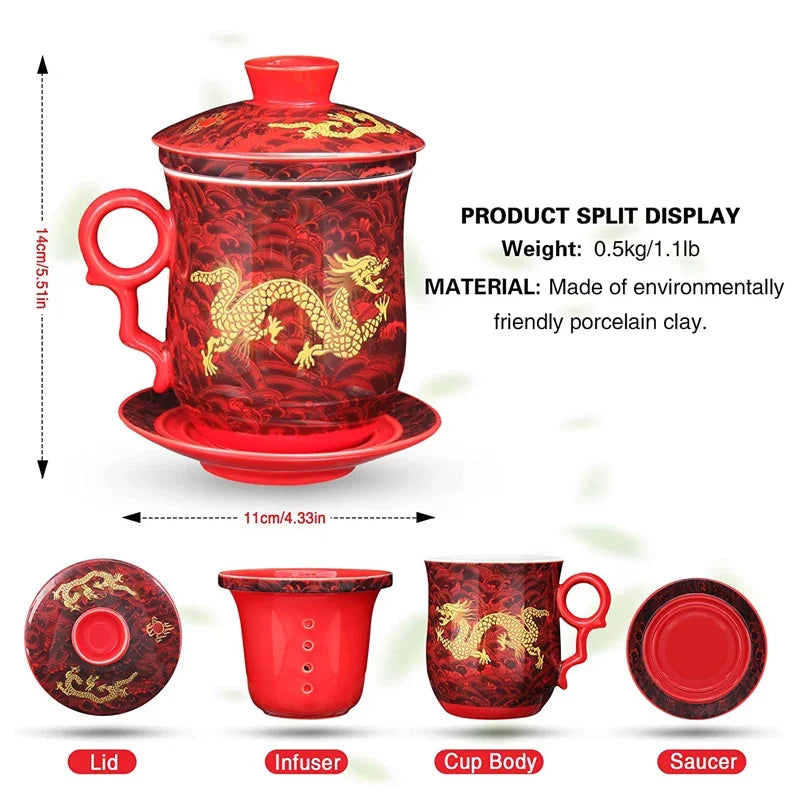 Chinese Dragon Pattern Infuser Mug