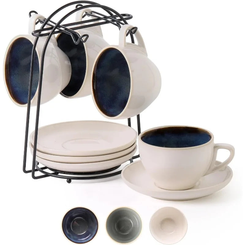 Cup Set with Saucers & Stand